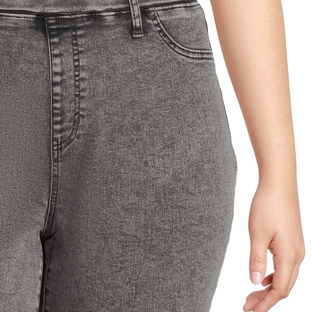 TERRA & SKY WOMEN'S SIZE 1X (16W/18W) CAPRIS JEANS BLACK ACID WASH JEGGINGS NWT - Picture 2 of 9
